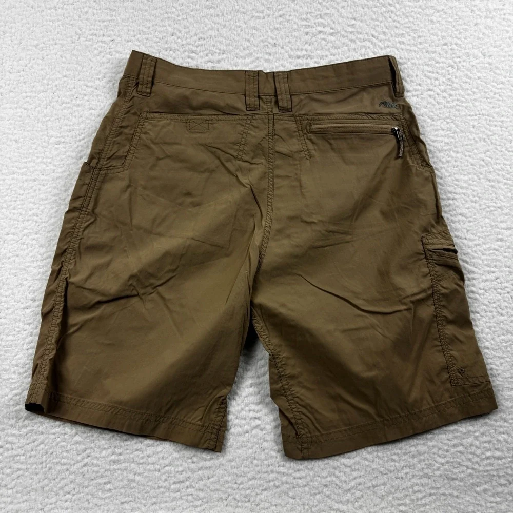 Mountain Khakis Equatorial Shorts Mens 33x9 Brown Relaxed Fit Logo Flat Front